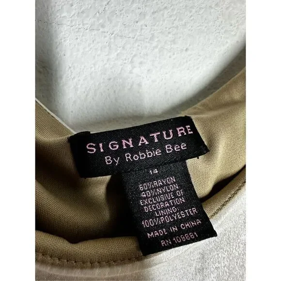 Signature By Robbie Bee Bohemian Layered Ruffled Dress Gold Brown Size 14 - Picture 2 of 12